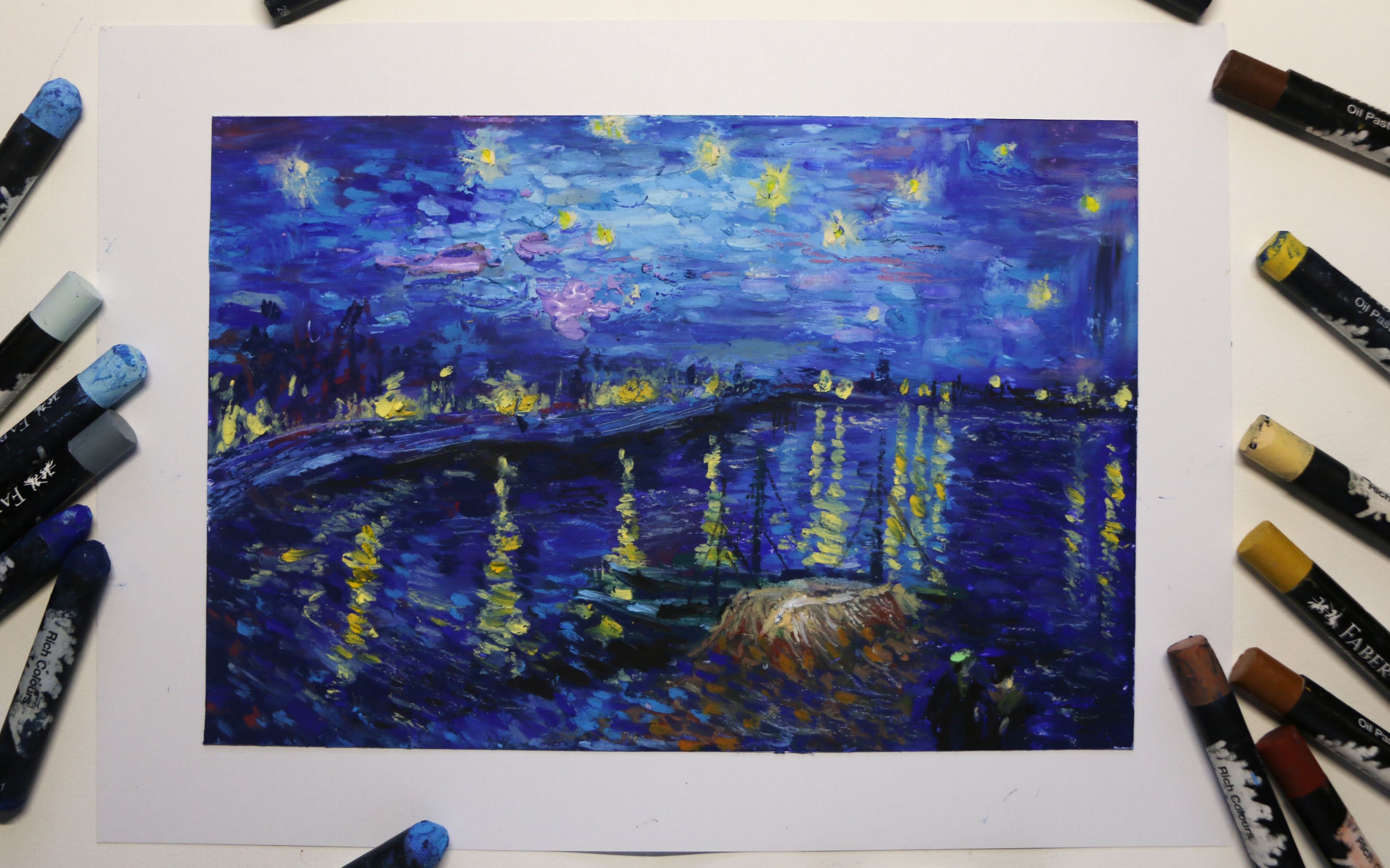 梵高 | 罗纳河上的星夜,神级还原名画