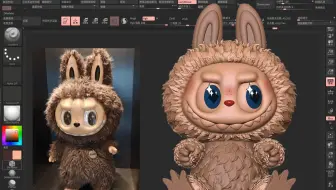 【zbrush手办建模】2小时建模一个价值3800的手办外包（labubu拉布布），ZB手办模型雕刻教程！