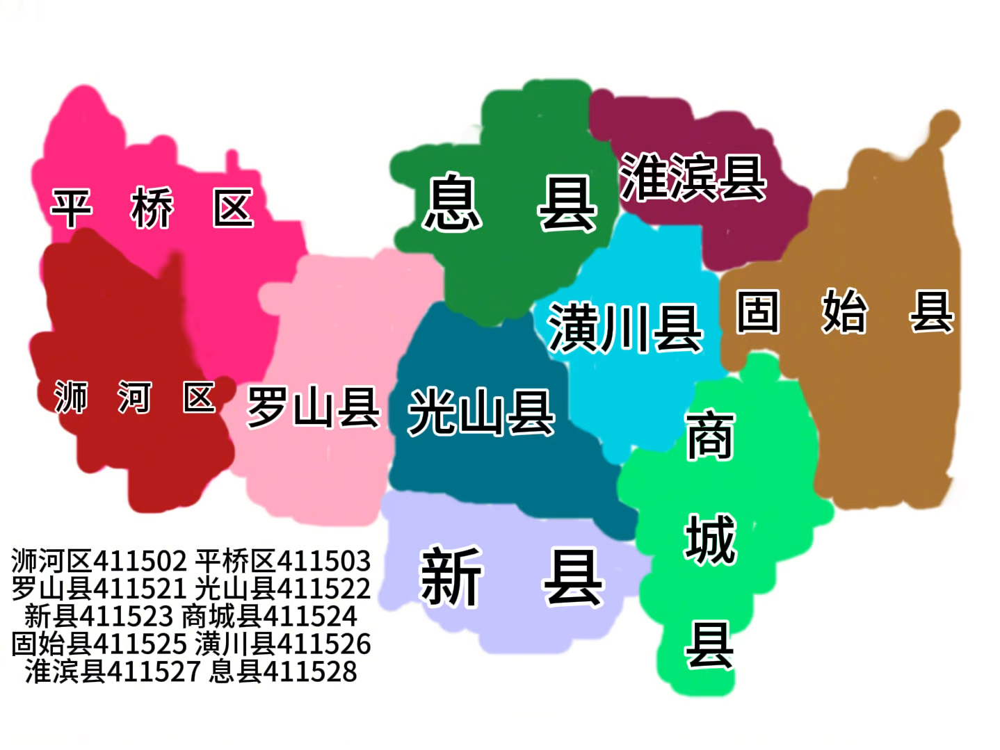 【新版】信阳区划以及区划代码大变迁