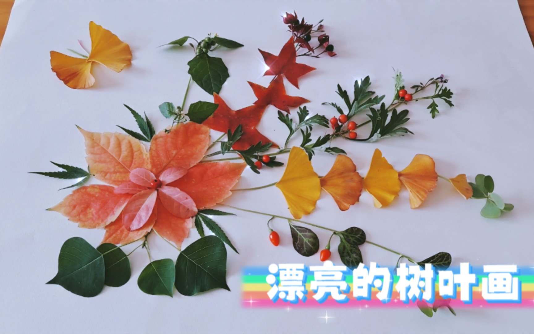 【创意手工制作】一起来做漂亮的树叶画吧!哔哩哔哩bilibili