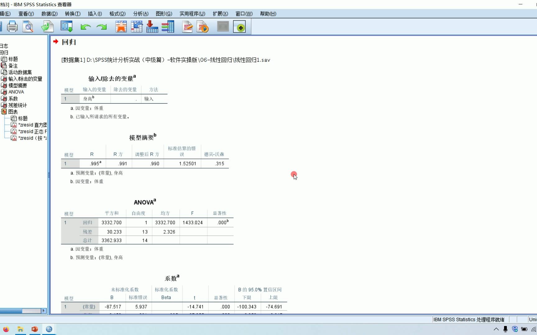 SPSS医学统计线性回归1简单线性回归分析哔哩哔哩bilibili