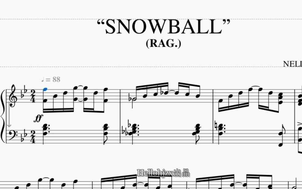 [图]【奈利·斯托克斯】《“雪球”雷格》拉格泰姆舞曲-Nellie M. Stokes：Snowball Rag（1909年发表）