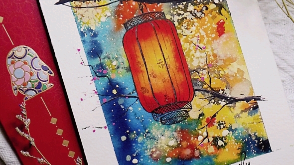 水彩插画|张灯结彩