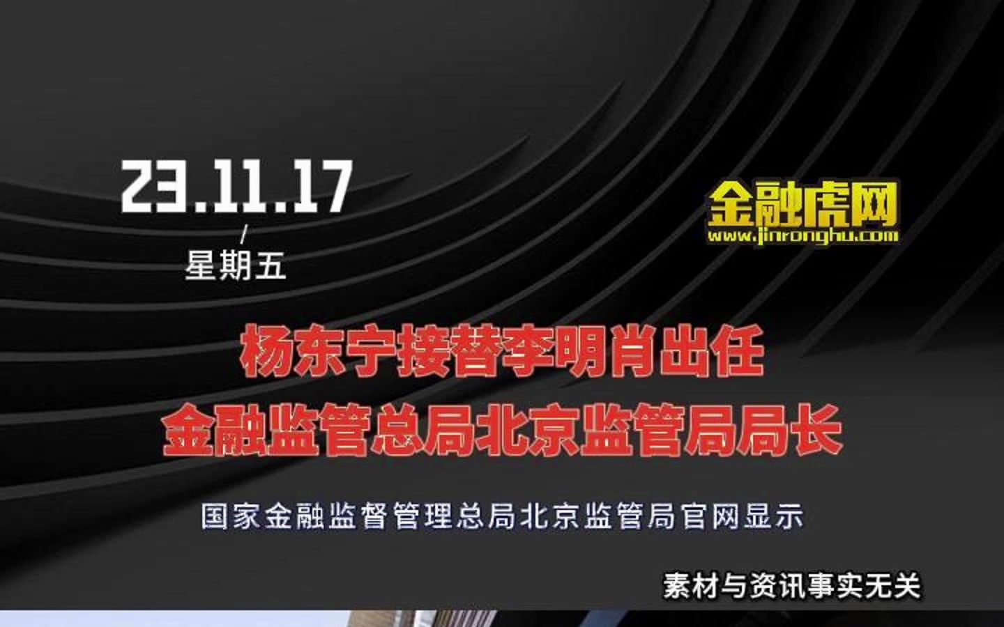 杨东宁接替李明肖出任金融监管总局北京监管局局长哔哩哔哩bilibili