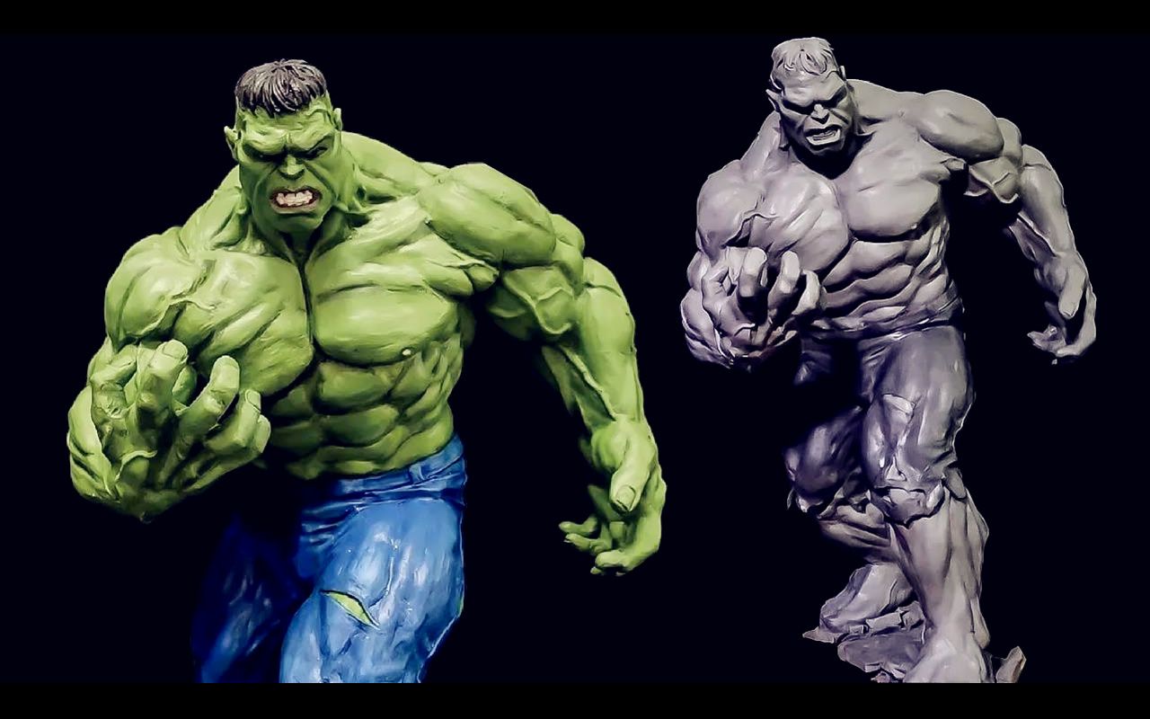 【雕塑】制作绿巨人浩克粘土雕像 | 作者:jose campos studio_哔哩