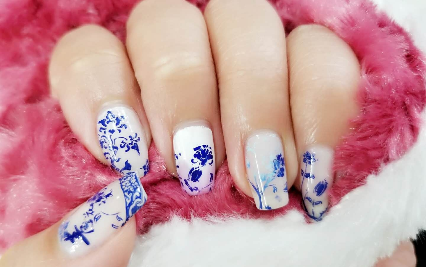 天青色等烟雨——狼狼车祸满满的青花瓷美甲