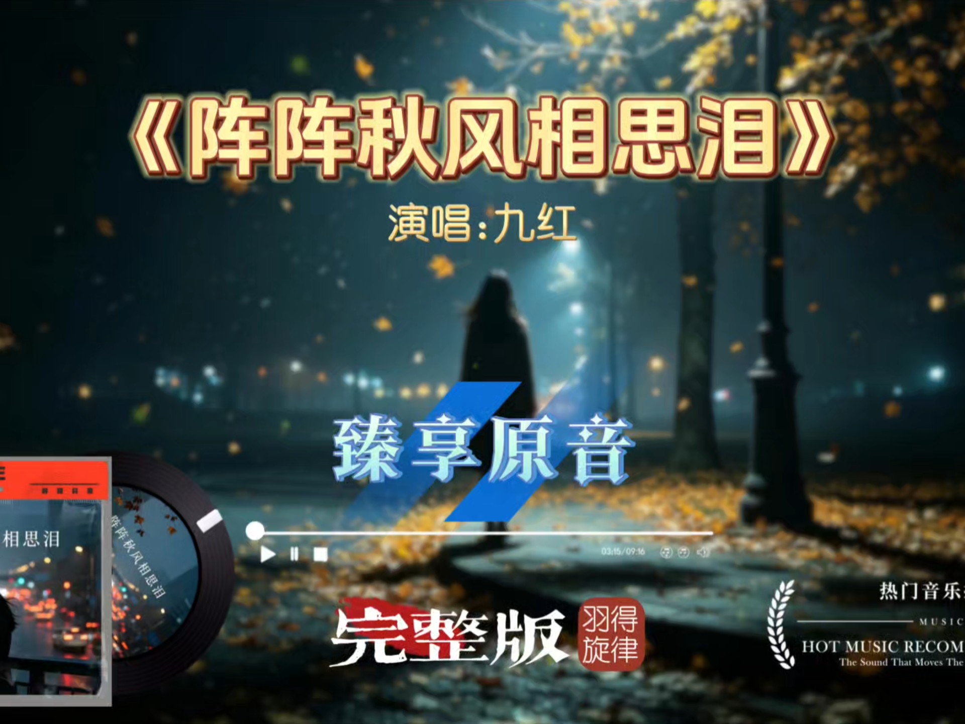 九红《阵阵秋风相思泪》完整版，秋风落叶诉尽相思苦楚，爱一回恨一回唱尽满心疲惫