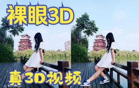 裸眼3D,美女视频,公园真实拍摄,支持真3D,拒绝假3D,用平行眼观看哔哩哔哩bilibili