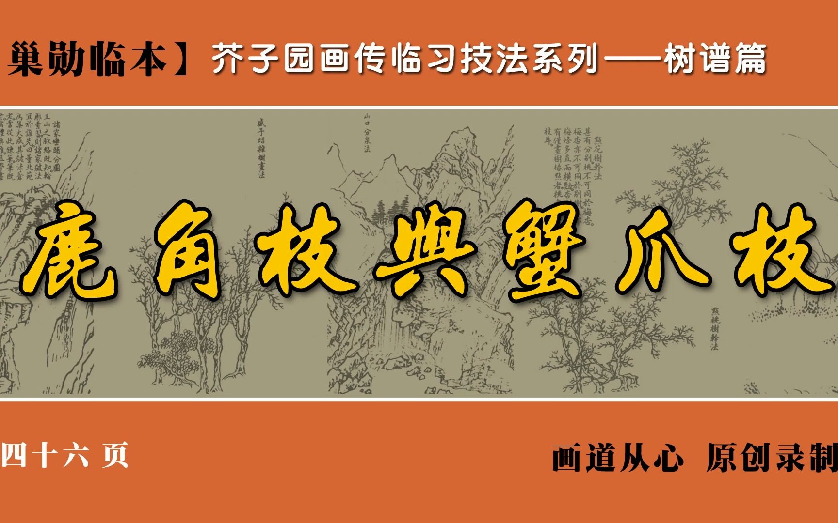 [图]【巢勋临本】芥子园画传临习技法系列--树谱篇《鹿角枝与蟹爪枝》.mp4