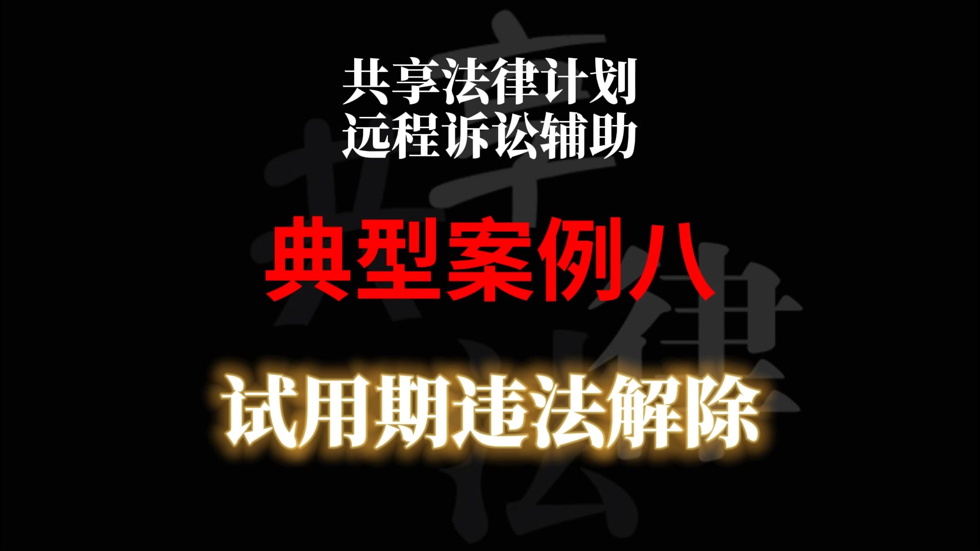 共享法律计划远程诉讼辅助实操典型案例八:试用期违法解除哔哩哔哩bilibili