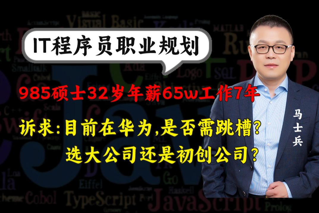 985硕士32岁年薪65w工作7年目前在华为,是否需要跳槽?选大公司还是初创工作?【马士兵1v1规划】哔哩哔哩bilibili