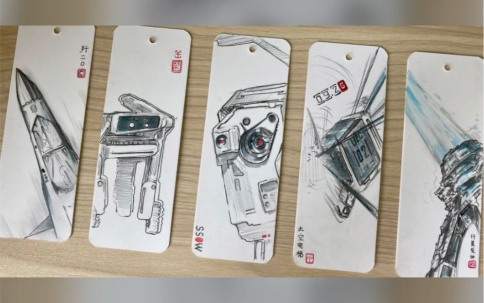 流浪地球手绘书签