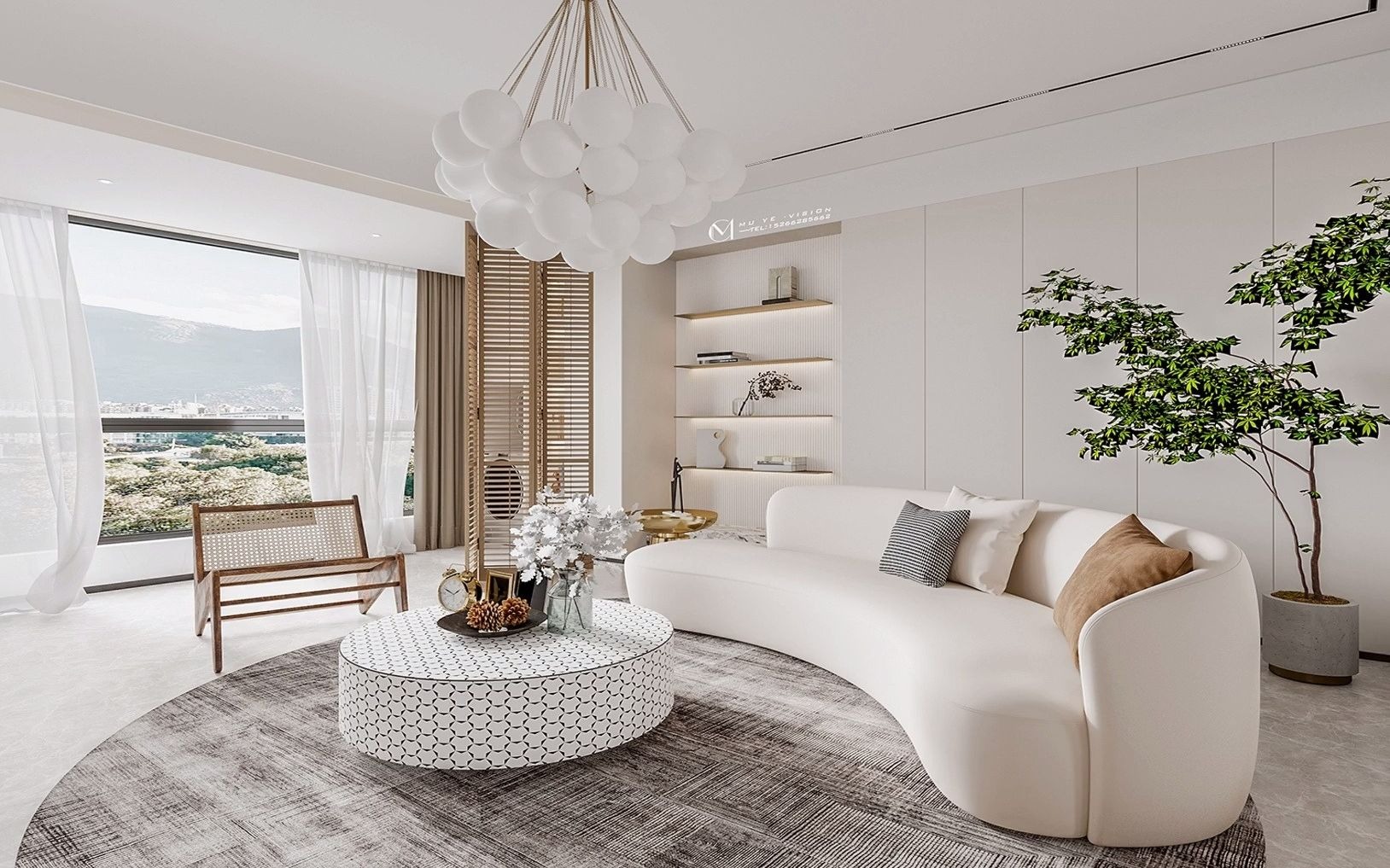 小户型软装设计效果图 #平层案例 轻法式家装效果图 #知末网