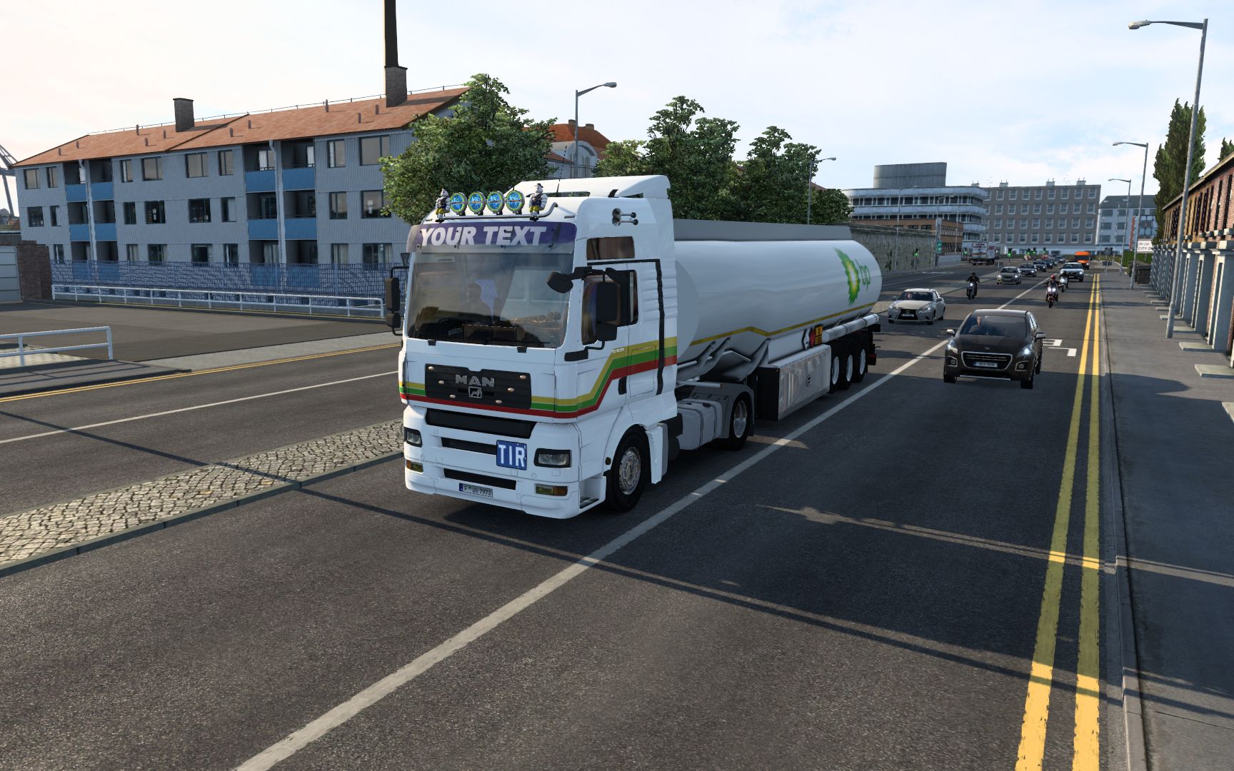 欧洲卡车模拟2驾驶man tga运输柴油爱尔兰都柏林-英国伯明翰promods2.