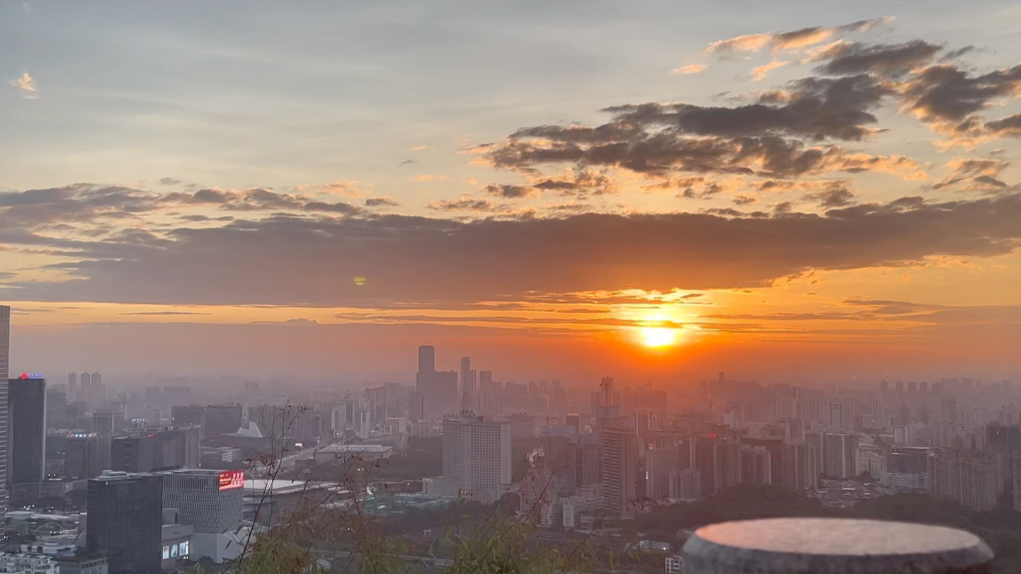 城市中的绝美晚霞