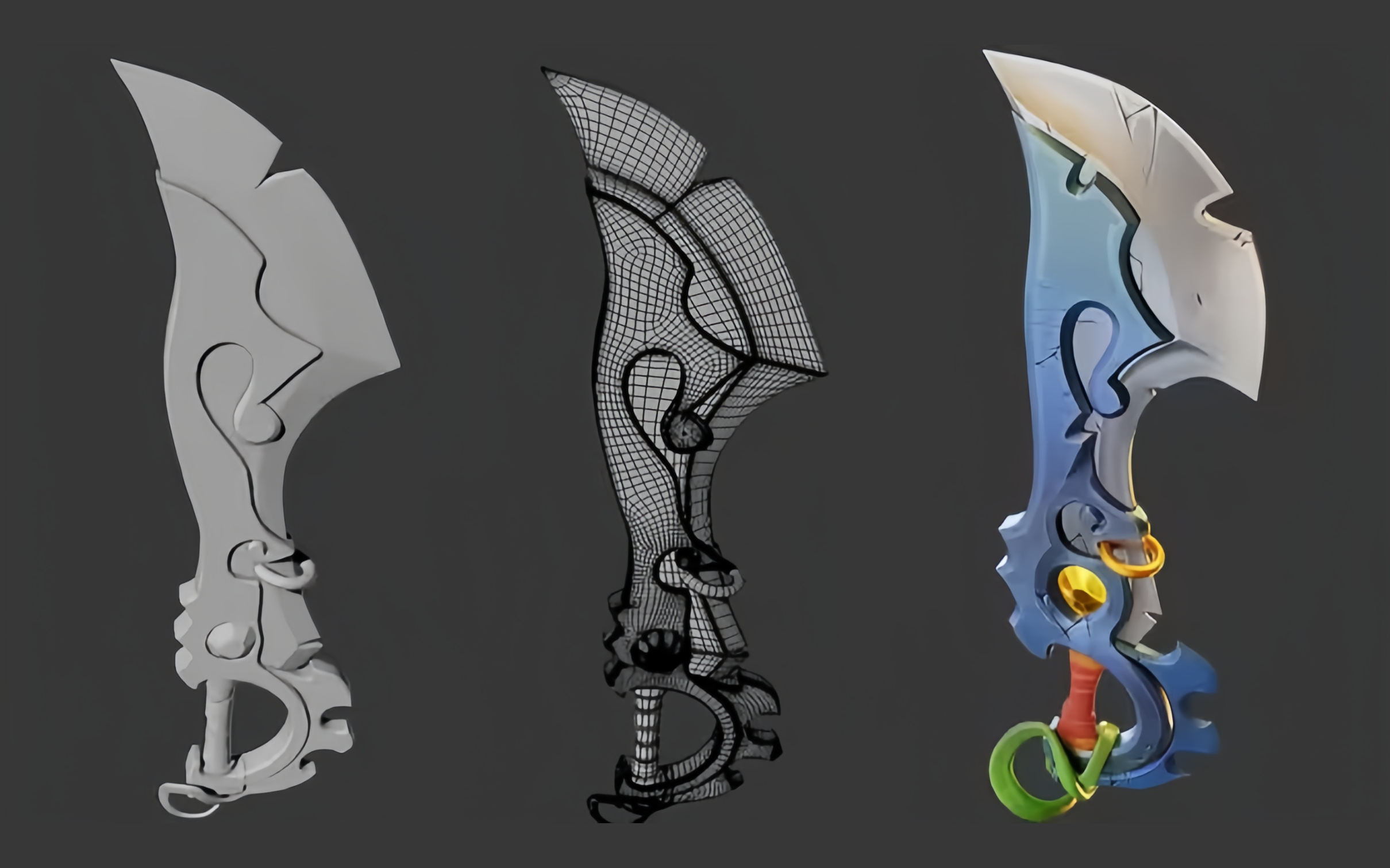 硬表面屠龙宝刀模型制作,零基础入门武器建模案例教学!