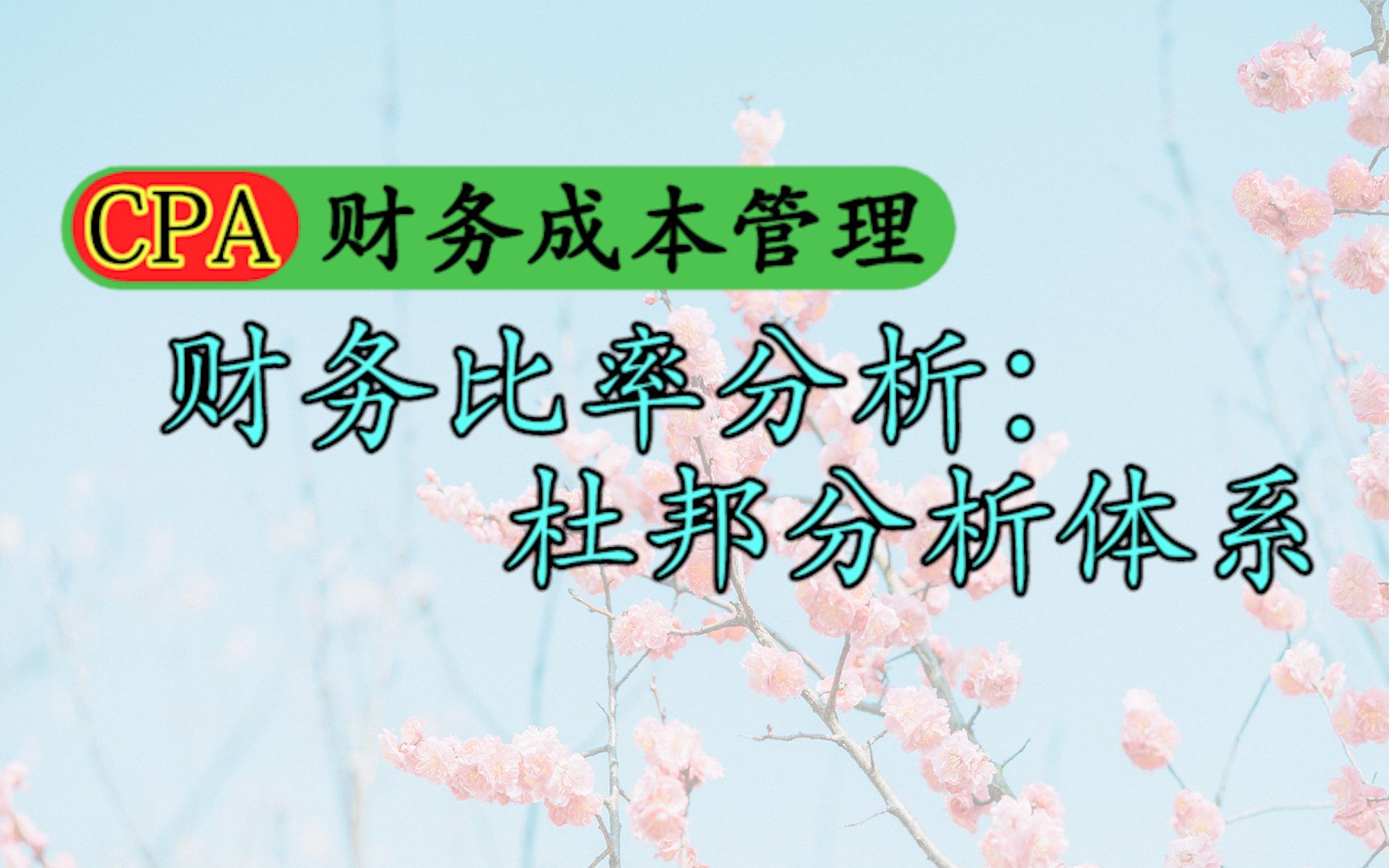 2020CPA注册会计师财务成本管理系列:杜邦分析体系哔哩哔哩bilibili