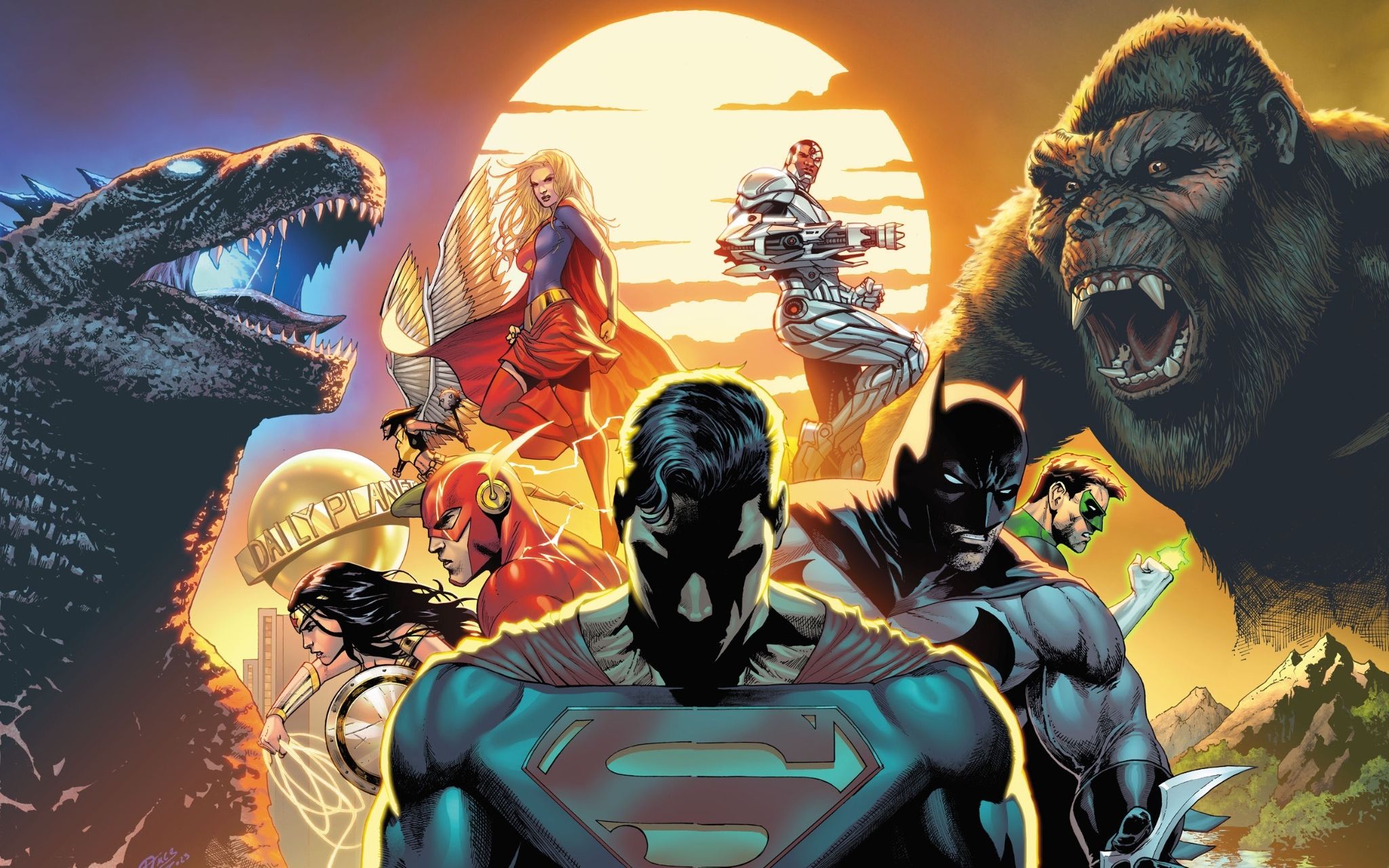 dc漫画《正义联盟大战哥斯拉大战金刚》预告片,英雄大战怪兽!