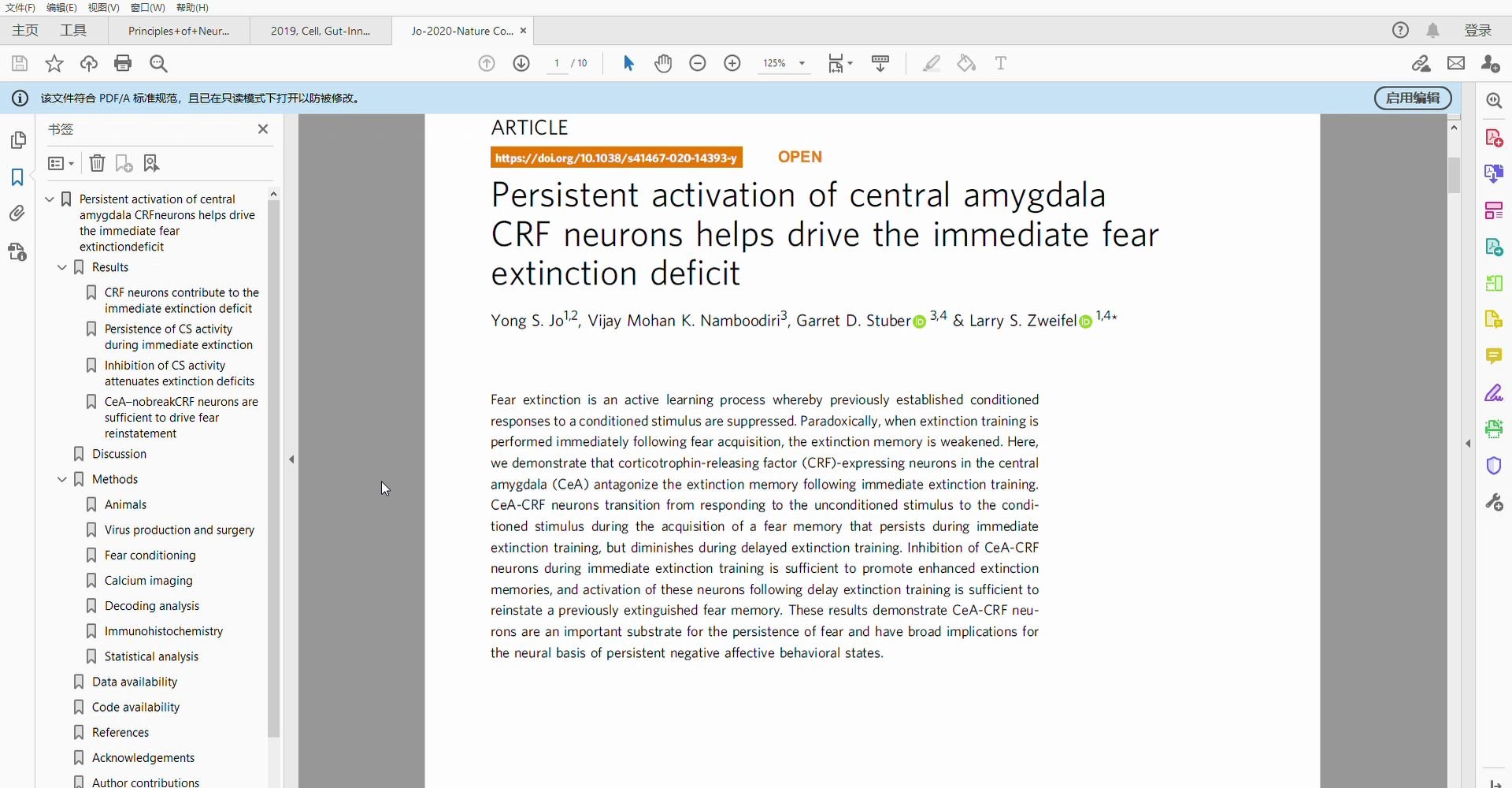 2020.01.26文献阅读CeA> imfear extinction deficit doi:10.1038/s4146702014393y(1)哔哩哔哩bilibili