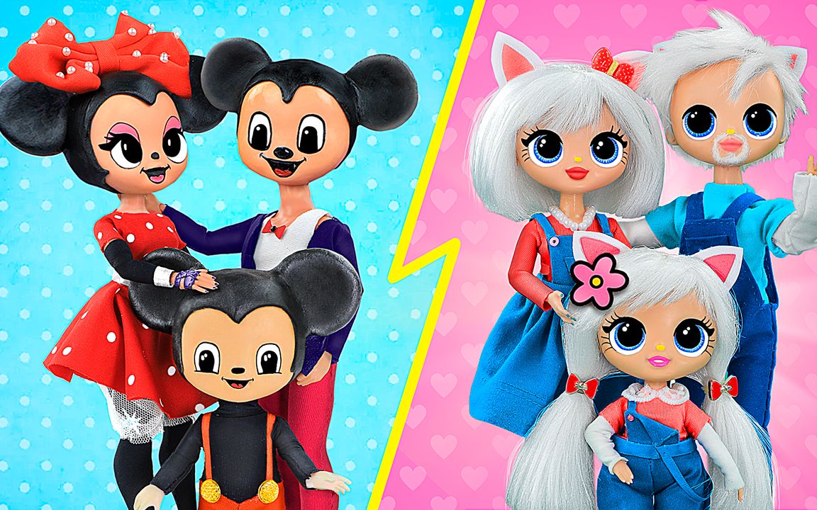 米奇一家和凯蒂猫一家 10个 lol 惊喜 diy