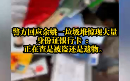 1月4日,浙江宁波,警方回应余姚一垃圾堆惊现大量身份证银行卡 :正在查是被盗还是遗物.哔哩哔哩bilibili