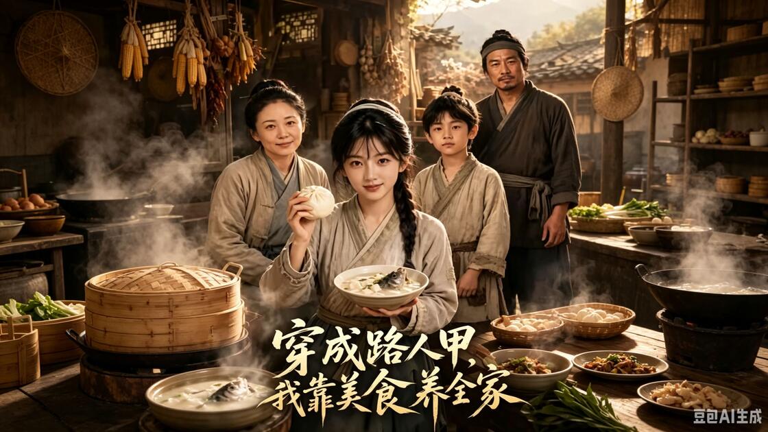 穿成路人甲我靠美食养全家(62集)AI短剧