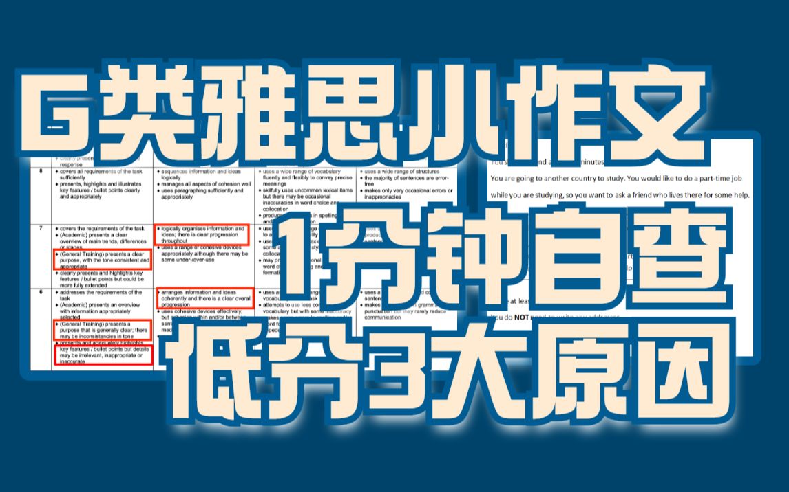 G类雅思小作文, 简单书信却上不了7分?3大原因,1分钟自查哔哩哔哩bilibili