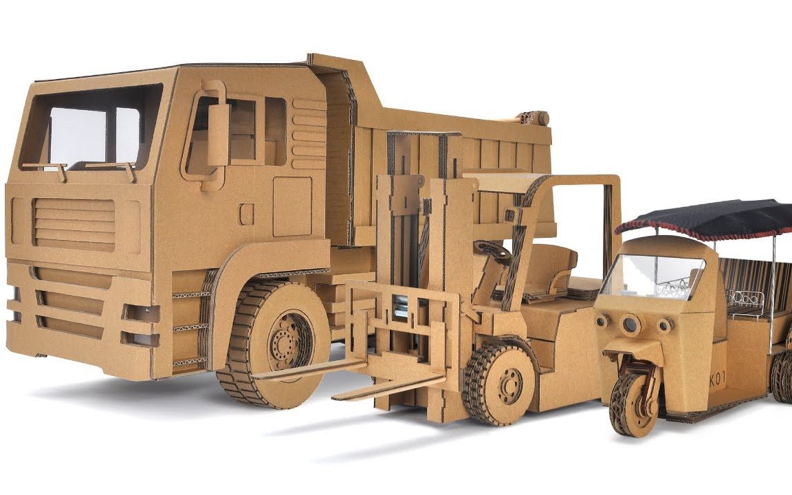 纸板diy - 无线遥控车 /自卸卡车 /三轮车 /叉车