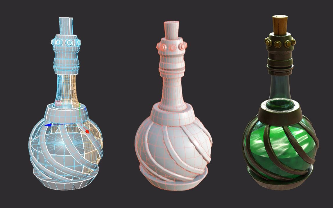 【maya建模】游戏道具高模详细教程,maya瓶子制作,zb木塞雕刻,uv,sp