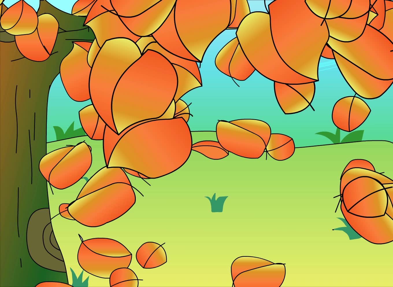 flash制作树叶飘落引导线动画