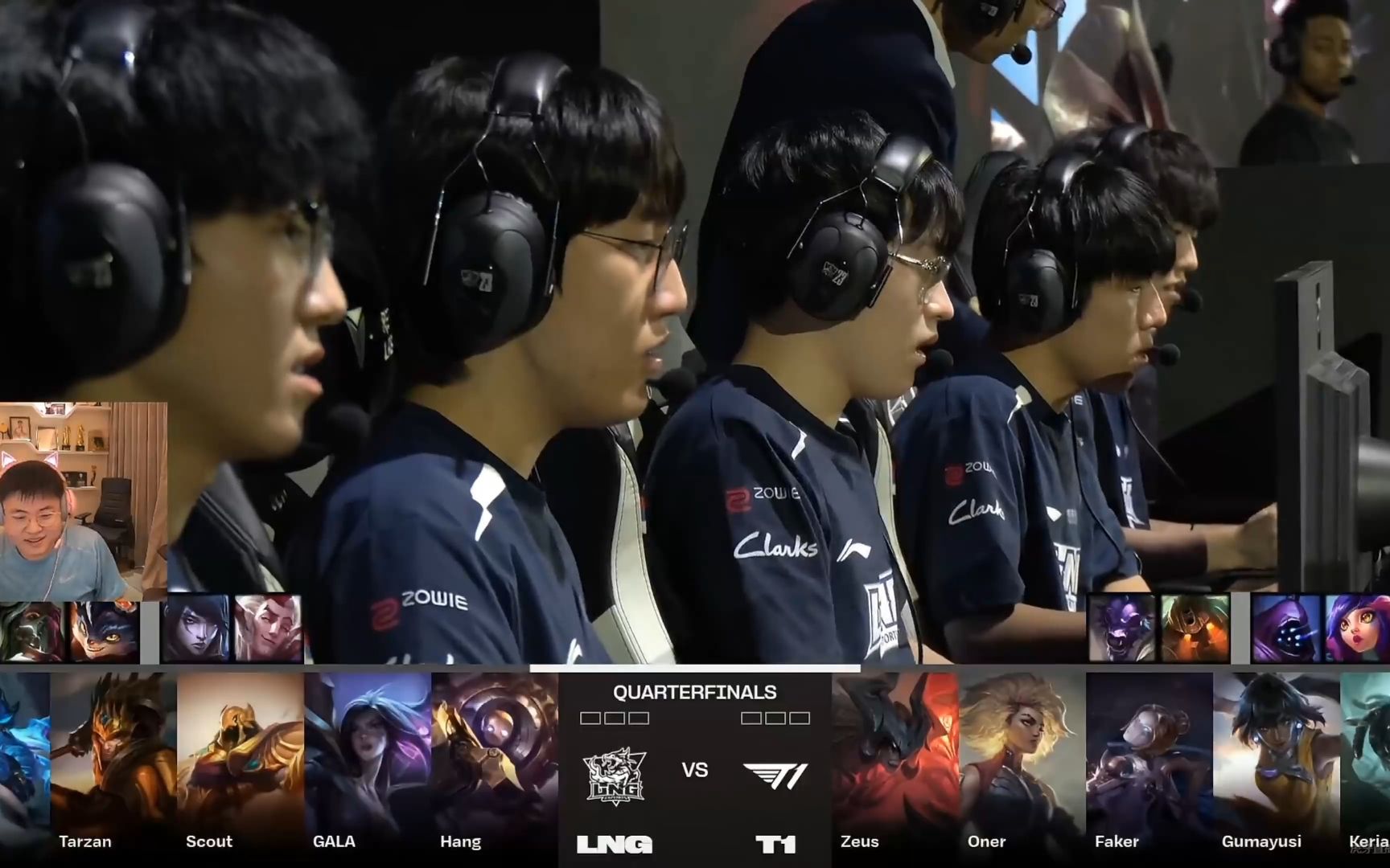 【uzi】解说s13八强淘汰赛lng vs t1 01:faker一脸淡定,王者归来!