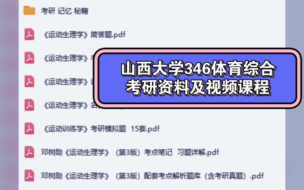 [图]山西大学346体育综合考研资料及视频课程