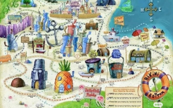 看看海绵宝宝往的小镇有多大!