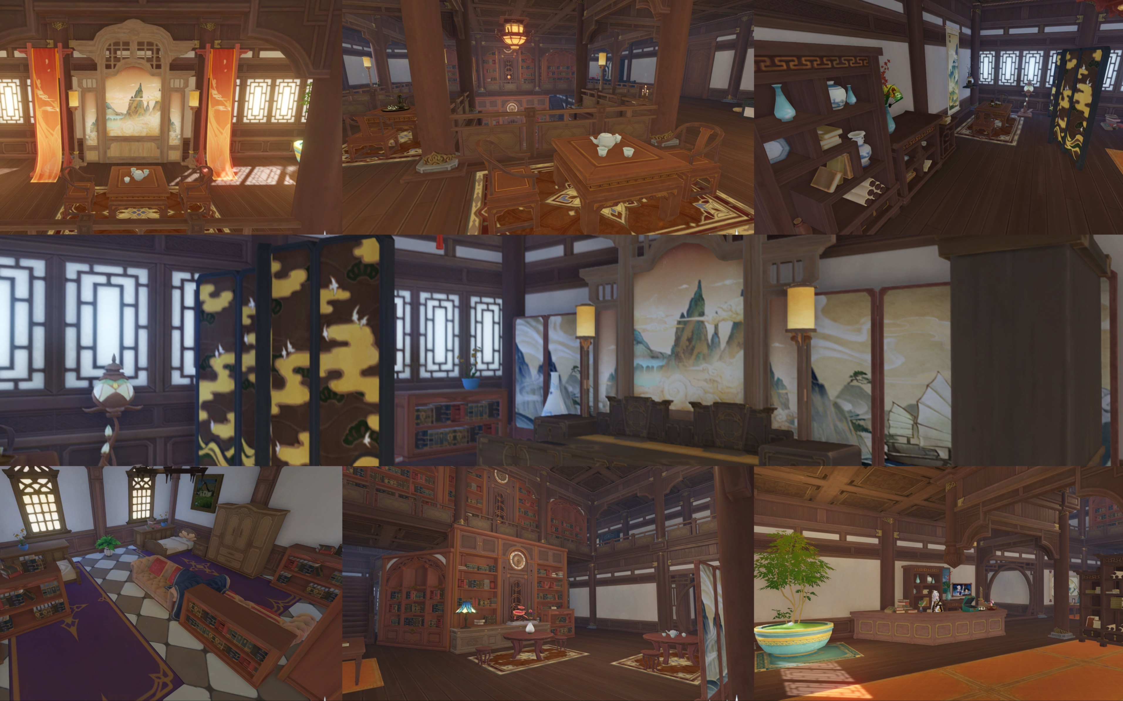 【尘歌壶】仿望舒客栈璃月风内宅(内含蒙德风客房 带茶室的卧室)