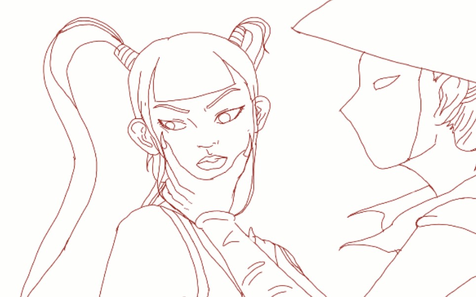 【桃犬】中华小子-兰黑cp向线稿指绘过程