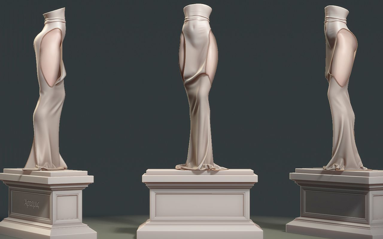 md制作裙子 次世代女性衣服zbrush制作方法 人物角色服装褶皱雕刻