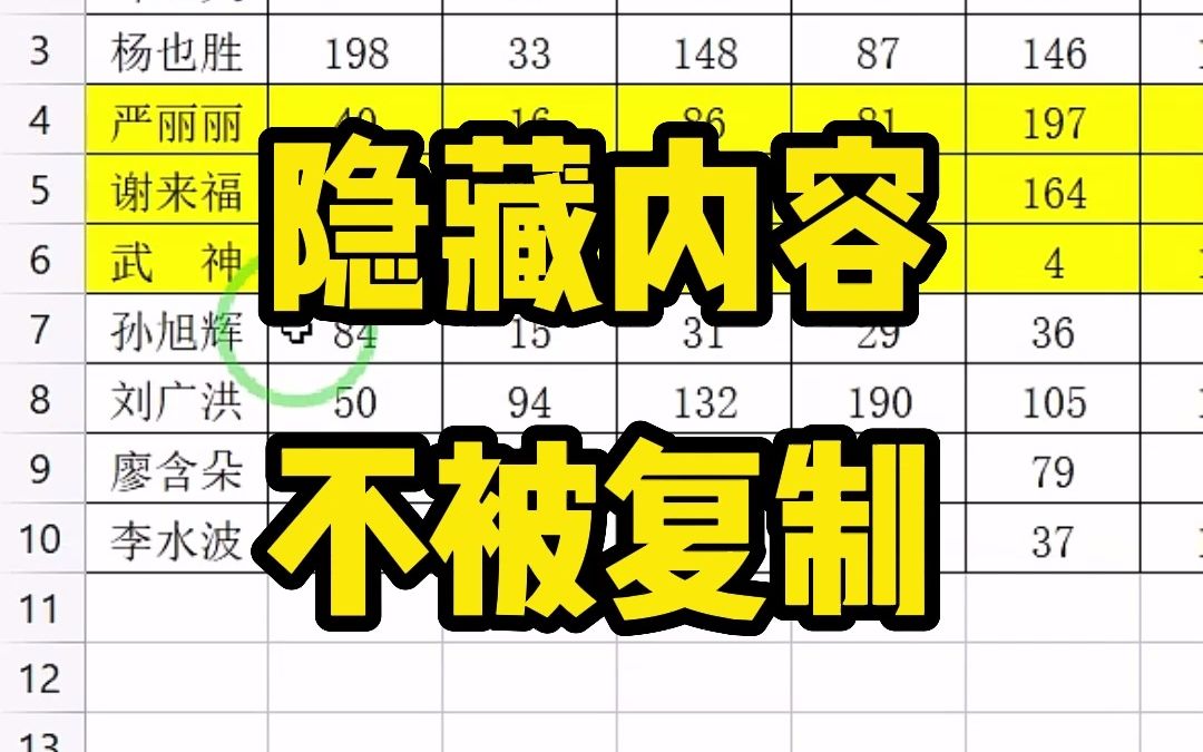 在表格中,隐藏内容如何才能不被复制呢?记住Alt+分号哔哩哔哩bilibili