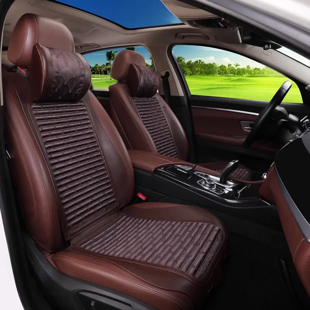 【198元券】冰剑崖柏木四季坐垫蚕丝面料环保无味皮通用五座乳胶颈枕