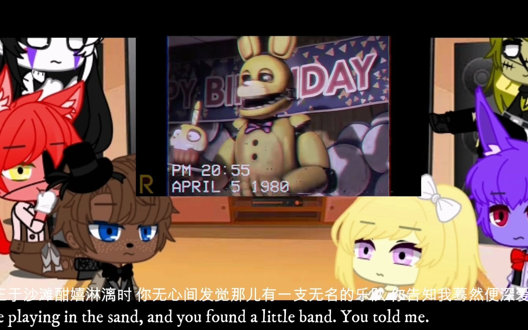 [图]【FNAF】1代＋丑爷＋金熊看“Hidden In The Sand”FNAF 1+puppet react to (F&F/SFM) Hidden In Th