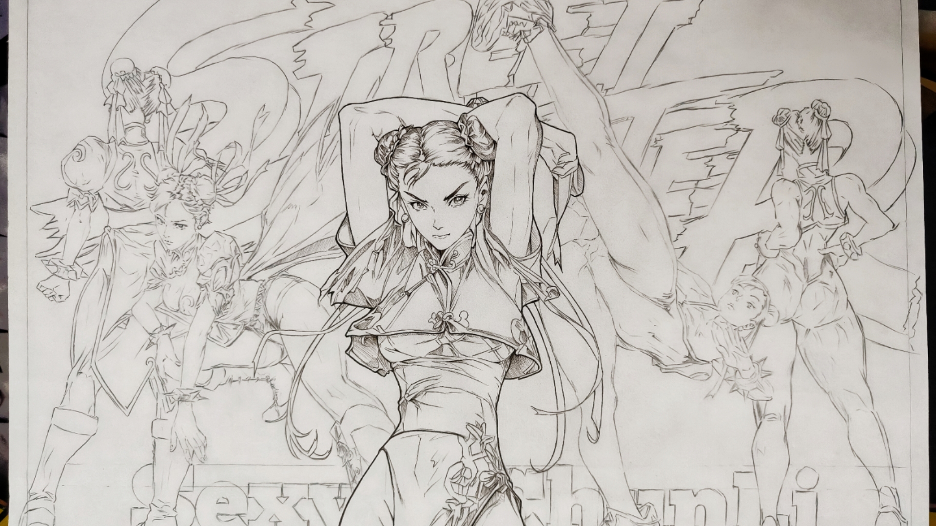 手绘二创《街霸》~春丽(线稿a)