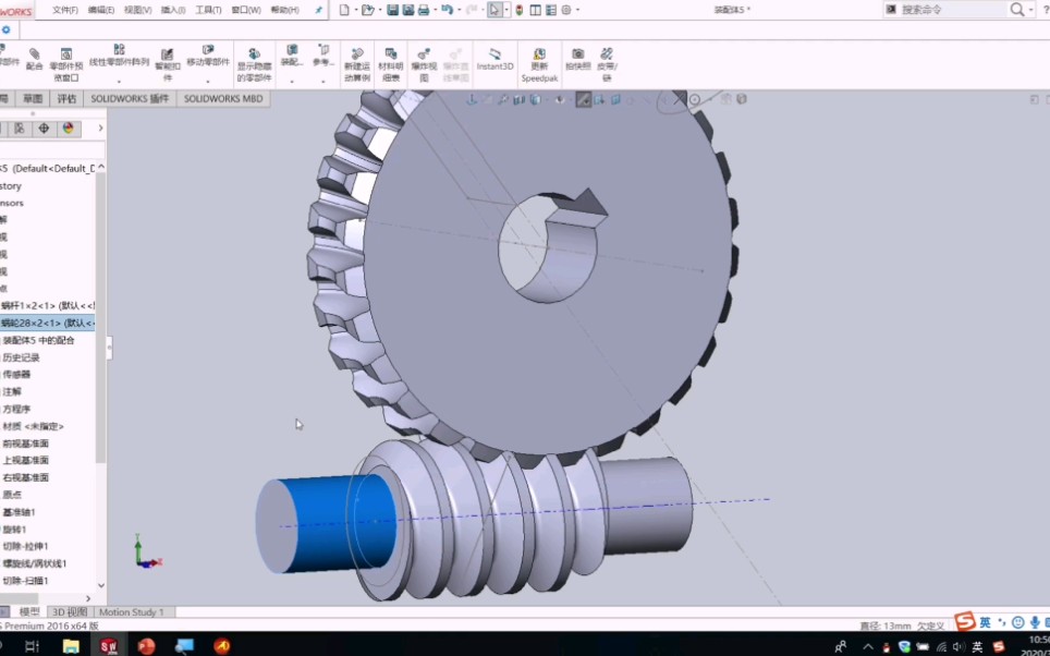 solidworks蜗轮蜗杆装配动画教学哔哩哔哩bilibili