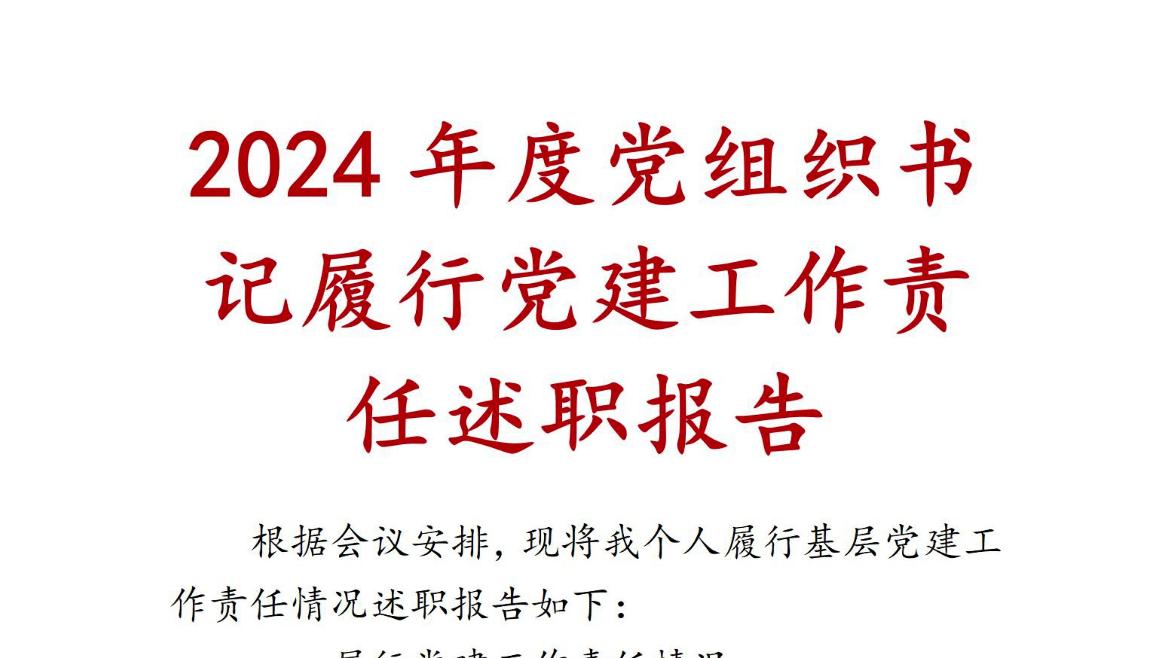 2024年度党组织书记履行党建工作责任述职报告哔哩哔哩bilibili