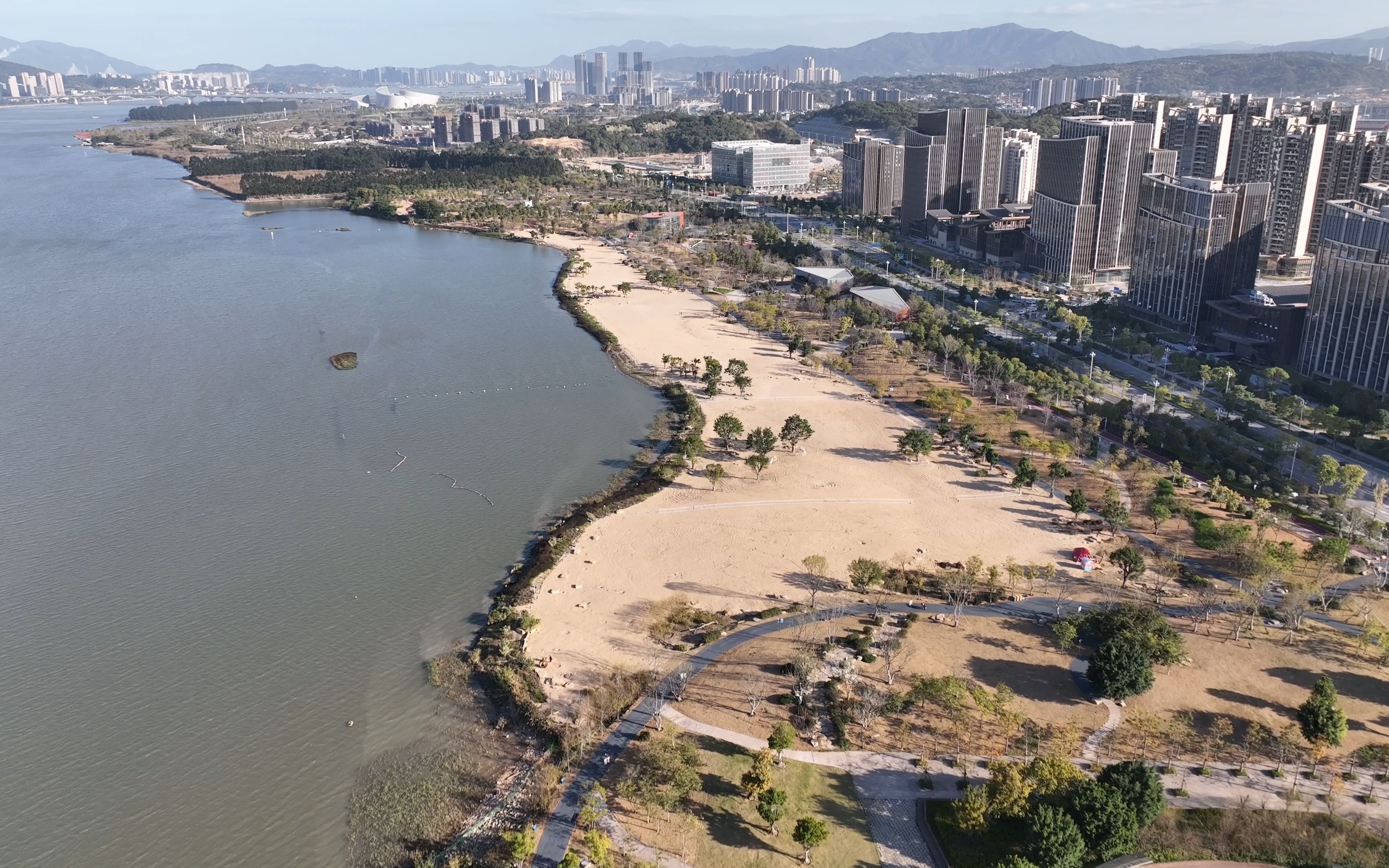 福州空中街景 东江滨,南江滨生态公园,梁厝,海峡艺术中心