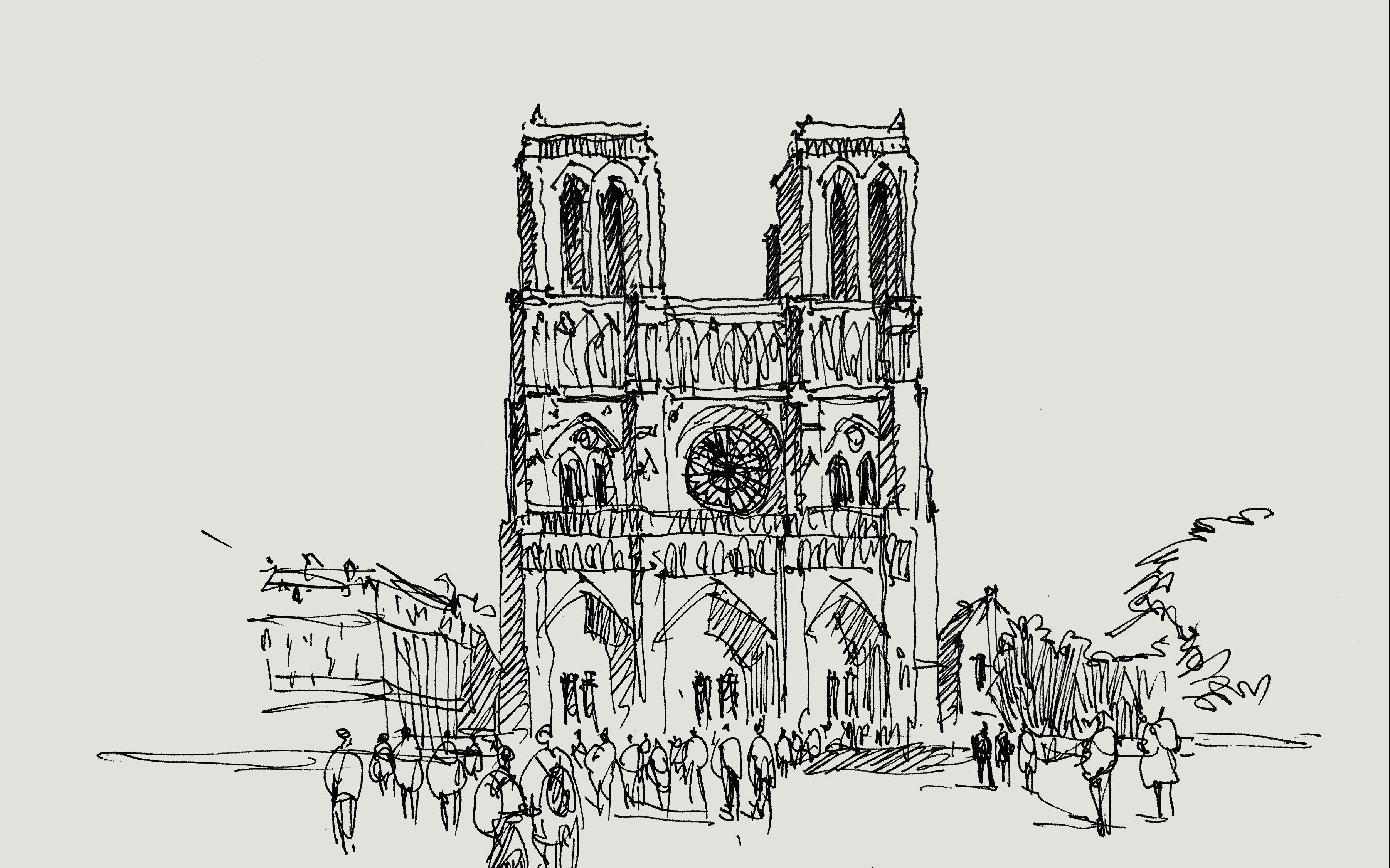 巴黎圣母院 简笔画图片