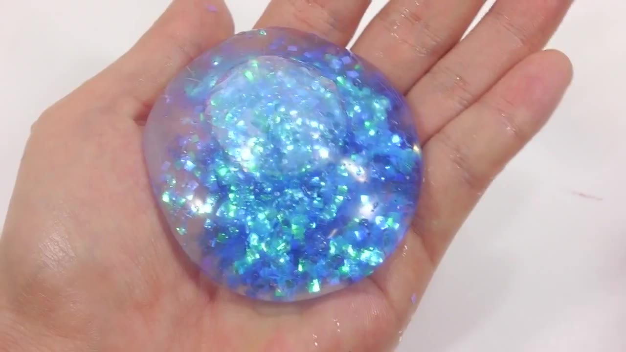 【狂魔玩玩具】蓝色亮片泡泡胶水球