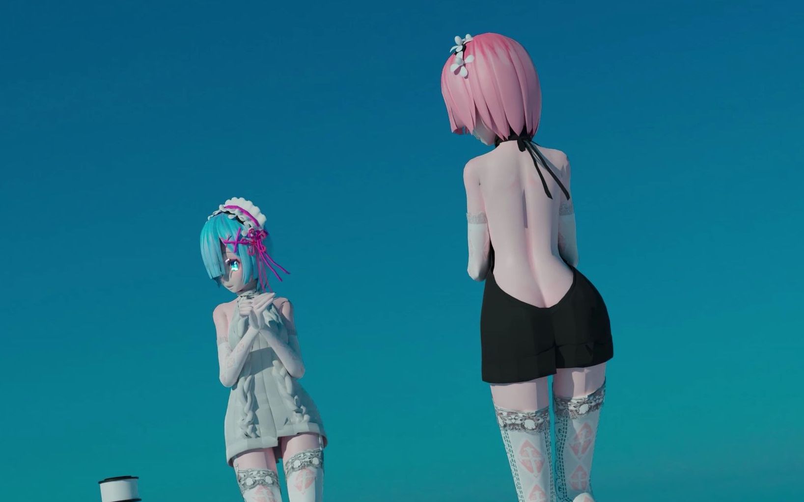 【4k】鬼族姐妹花在線熱舞【冷色調/拉姆蕾姆/mmd/cycles】_嗶哩嗶哩