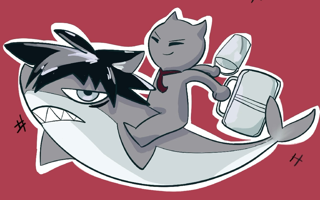 简笔画/莱欧斯利骑鲨鱼提桶跑路(什么玩意