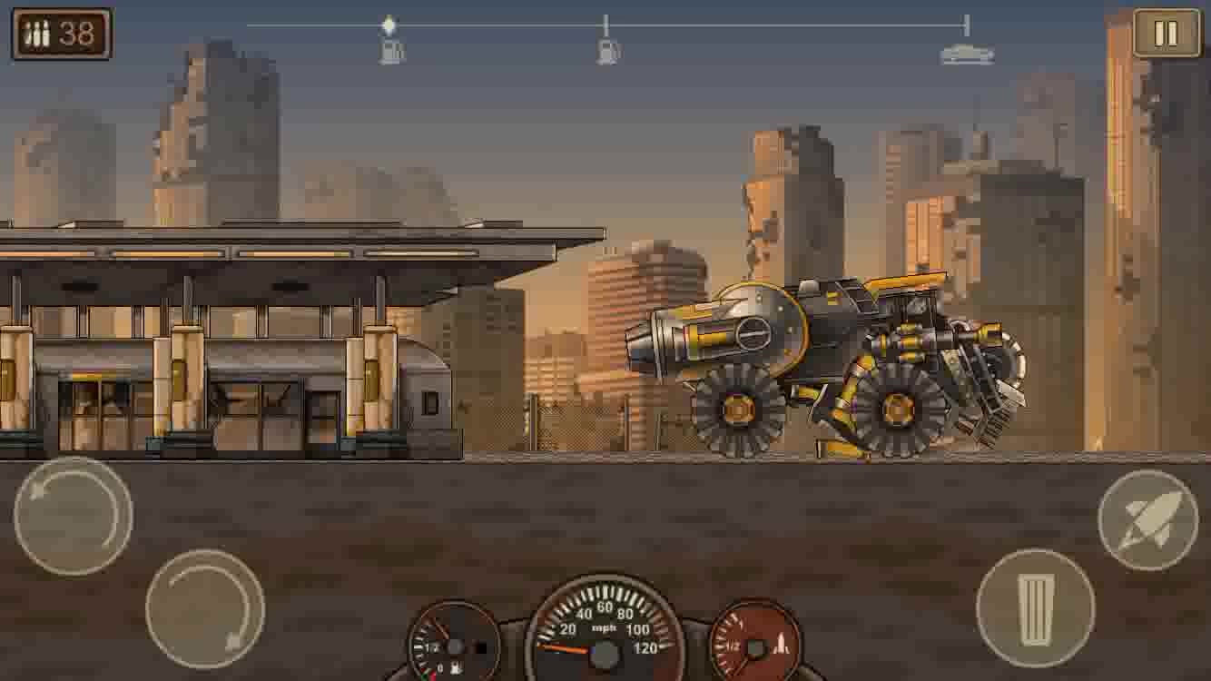 战车撞僵尸2用最强的车走第一关与用最弱的车走最后一关