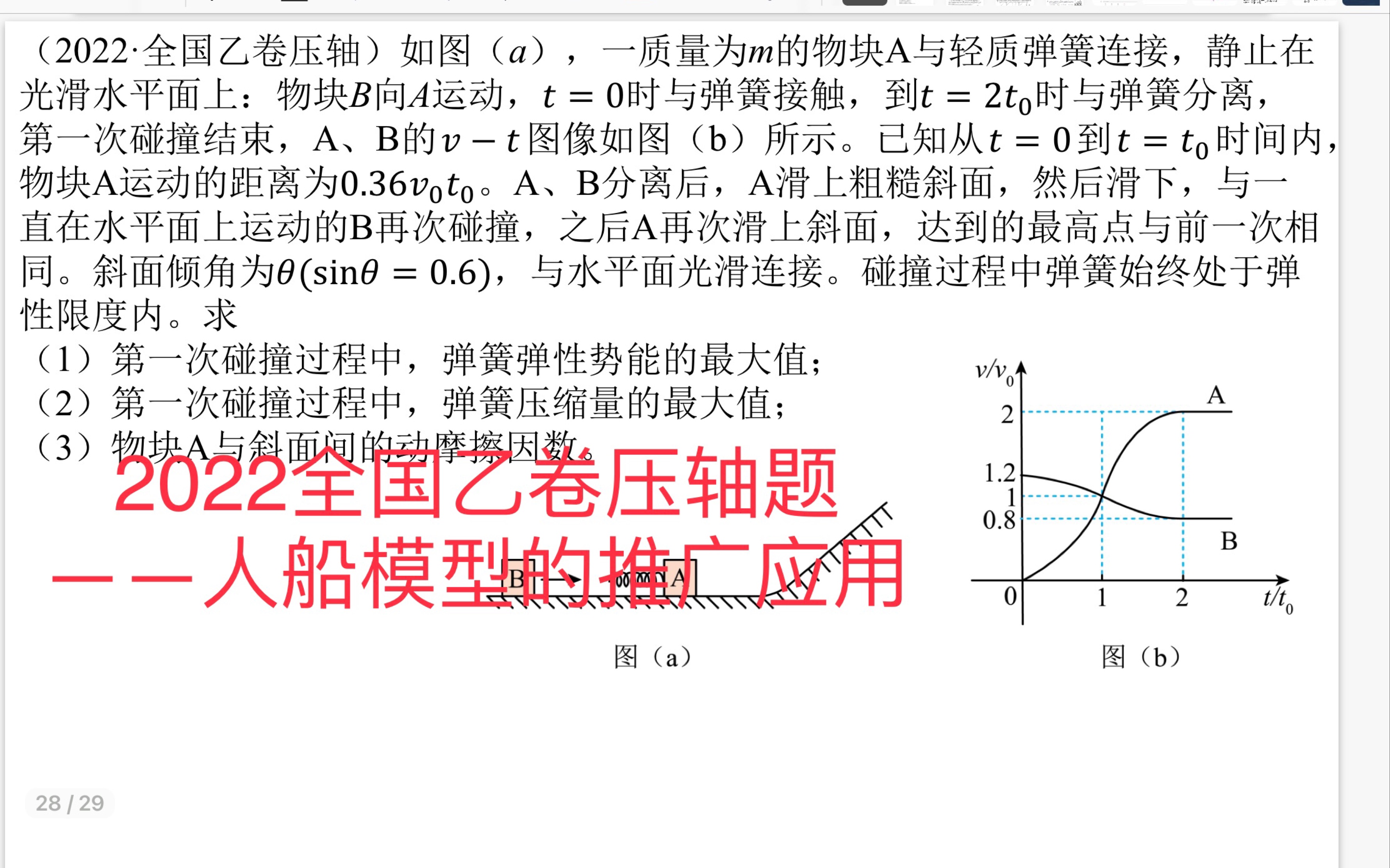 动量守恒2——人船模型结论的推广(2022全国乙卷压轴题)哔哩哔哩bilibili