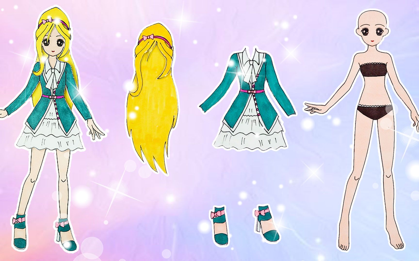 手工纸娃娃玩具:纸娃娃装扮,《魔法俏佳人》戴芬妮装扮_哔哩哔哩_bili